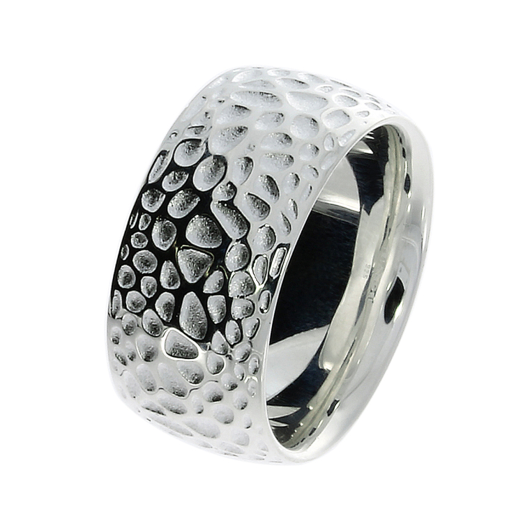 Ring Voronoi 10 mm silver light Ring size 50
