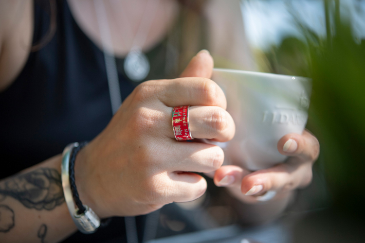 City ring Hamburg silver enamel red Ring size 52