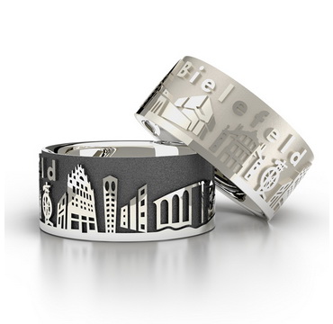 City ring Bielefeld silver oxidised Ring size 52
