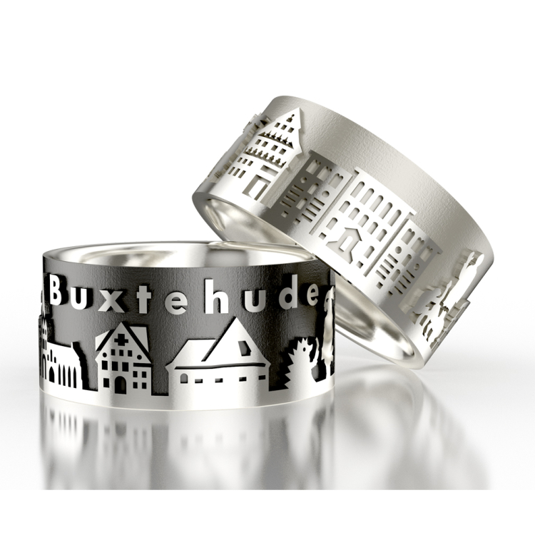 City ring Buxtehude silver oxidised Ring size 52