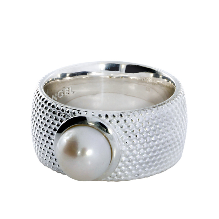 Ring Dots No1 silver pearl 7mm Ring size 52