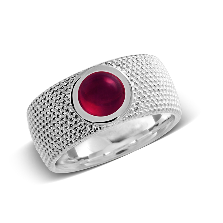 Ring Dots silver pinkTourmaline 7 mm round Ring size 52