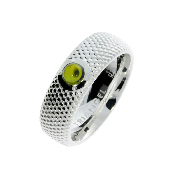 Ring Dots No2 silver peridot 4 mm cab Ring size 52