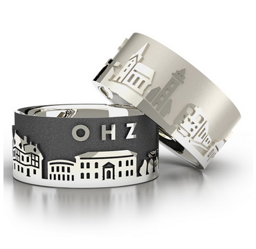 City ring OHZ silver oxidised Ring size 52