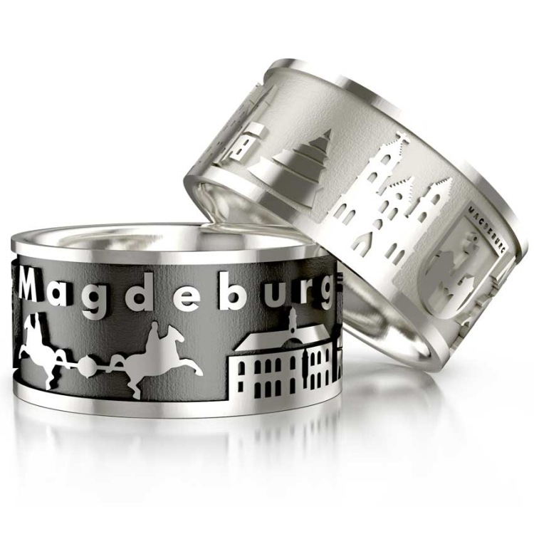 City ring Magdeburg silver oxidised Ring size 52