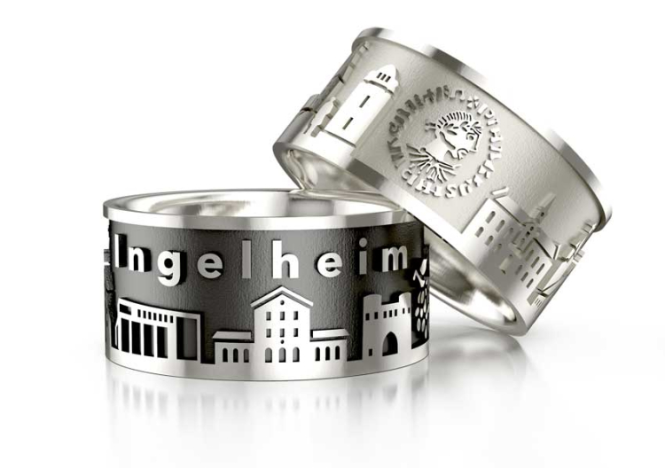 City ring Ingelheim silver oxidised Ring size 52