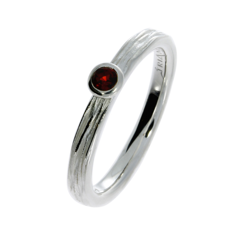 Ring si Crease silver garnet 3 mm fac  