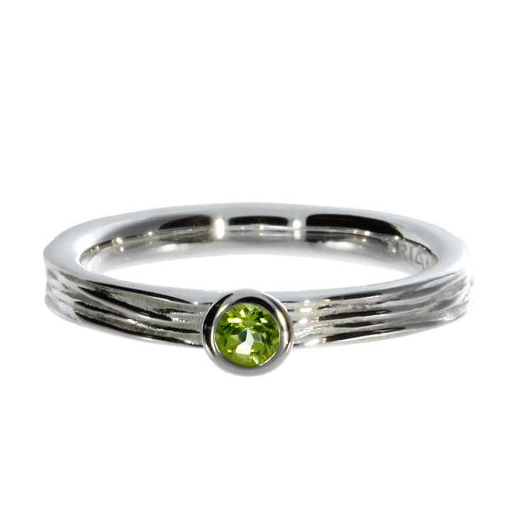 Ring si Crease Silber Peridot 3 mm fac Ringweite 52