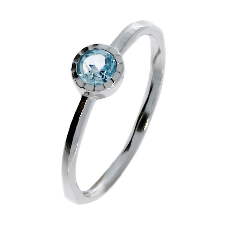 Ring Silber-rhod. blauerTopas  Ringweite 52