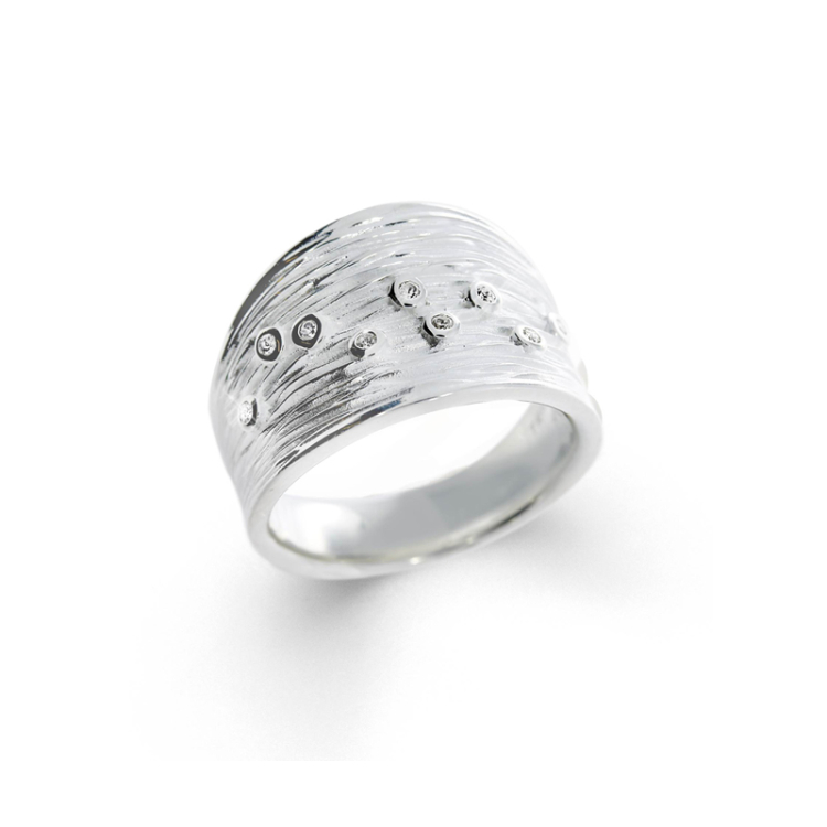 Ring Crease silver light white topaz  