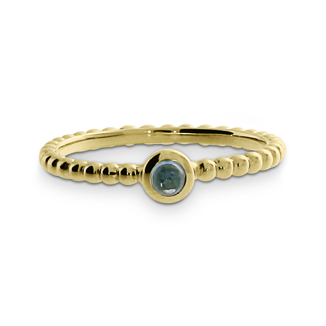Ring Dots 585 Gold 2mm swiss Blue Topas 3 mm rund  Ringweite 52