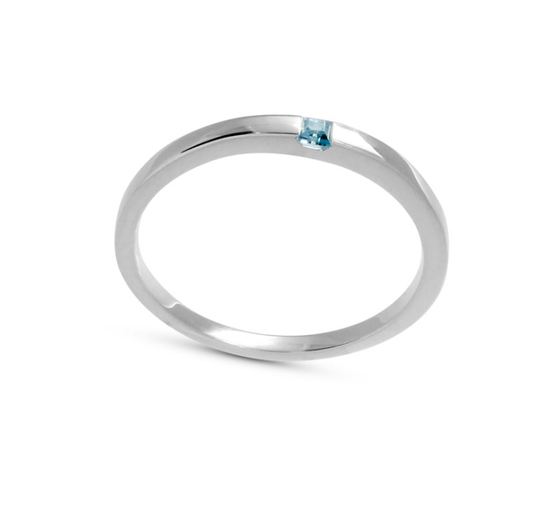 Ring silver swiss blueTopaz 2x2 fac  Ring size 52