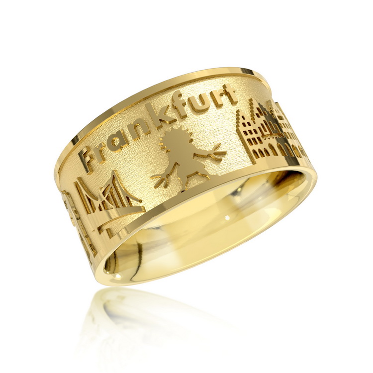 City ring Frankfurt am Main silver gold-plated Ring size 52