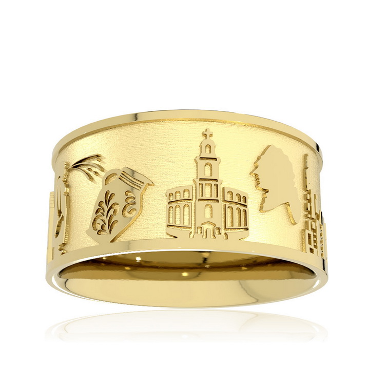 City ring Frankfurt am Main silver gold-plated Ring size 52