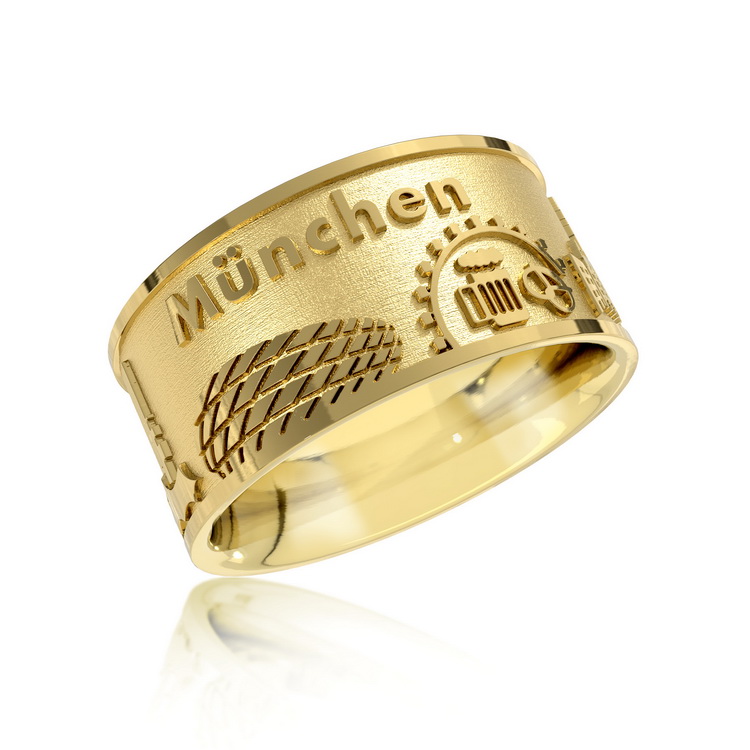 City Ring Munich silver gold plated Ring size 52