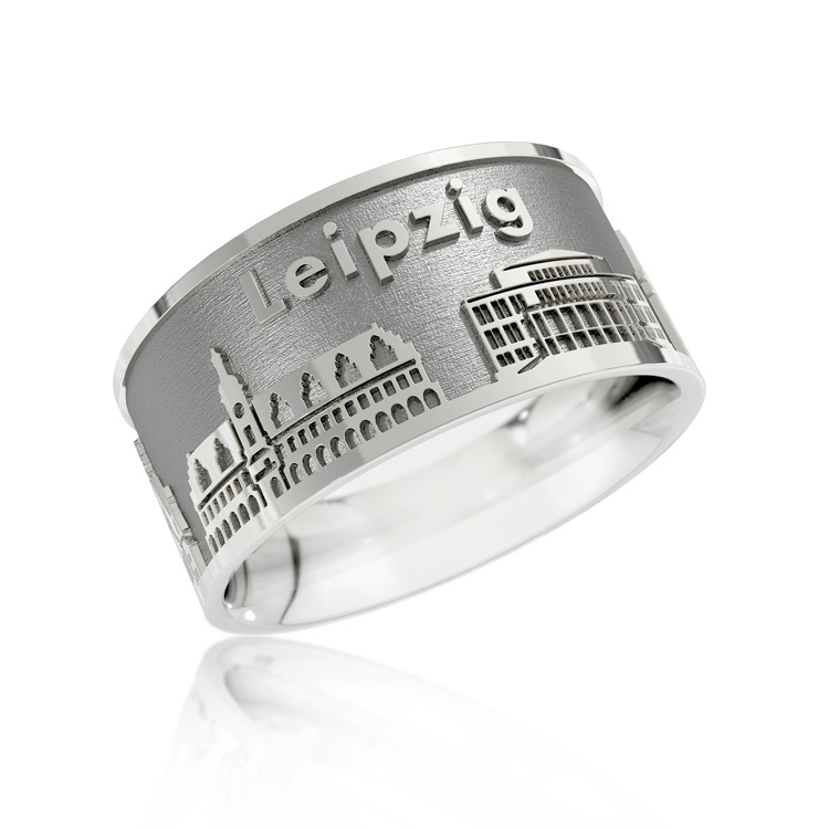 Ring City of Leipzig silver oxidised Ring size 52