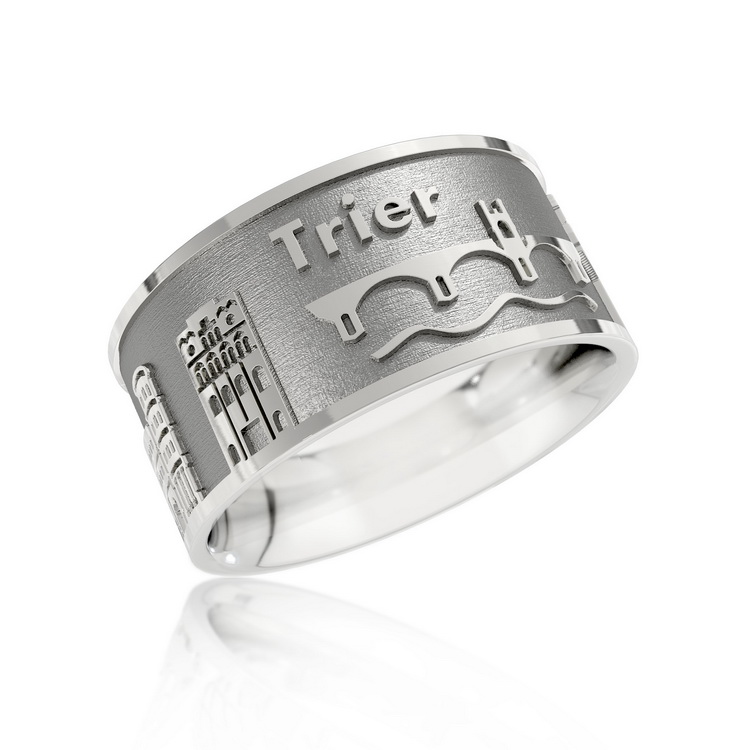 Trier city ring silver oxidised Ring size 52