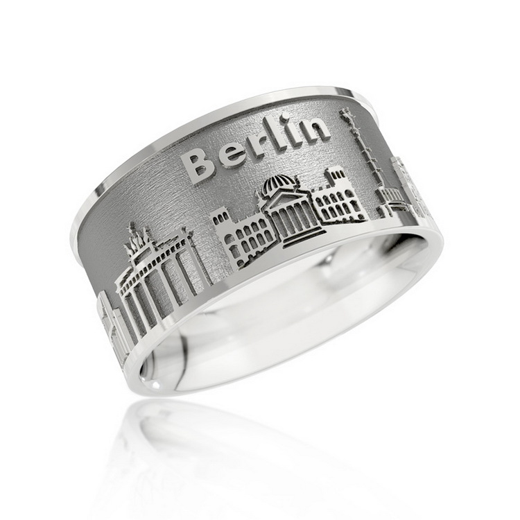 Ring City of Berlin silver oxidised 10 mm wide Ring size 52