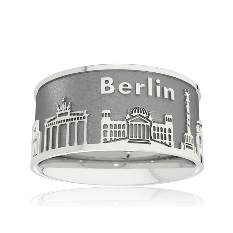 Ring City of Berlin silver oxidised 10 mm wide Ring size 52