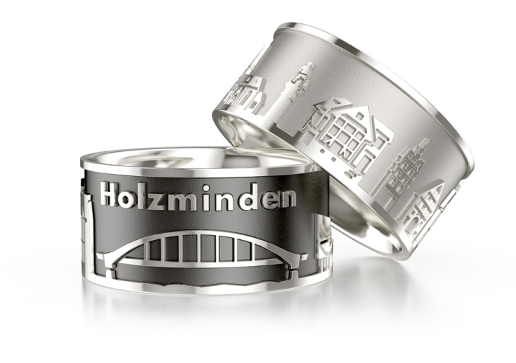 Ring City of Holzminden silver oxidised Ring size 52