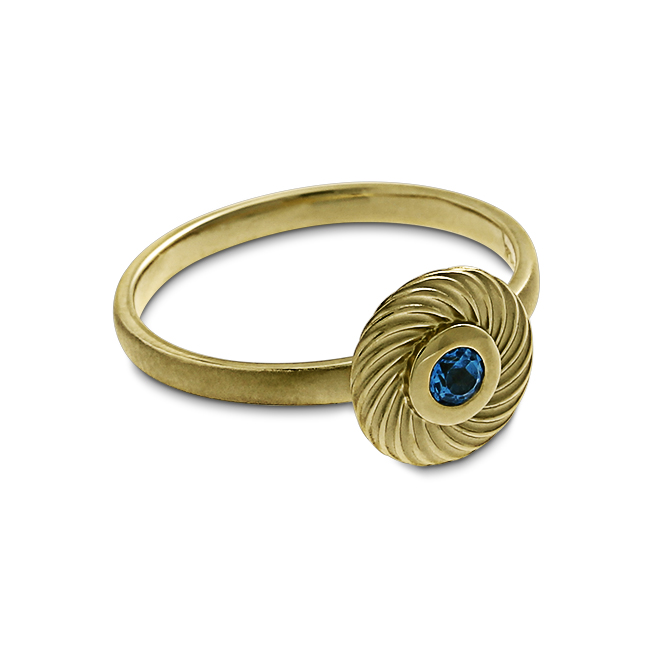 Ring Wave 585 Gelbgold blauer Topas 3 mm fac Ringweite 52