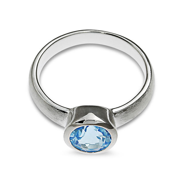 Ring Silber swiss blue Topas 7 mm rund fac Ringweite 52