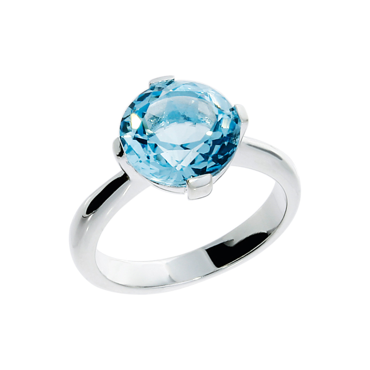 Ring si blue topaz round Ring size 52