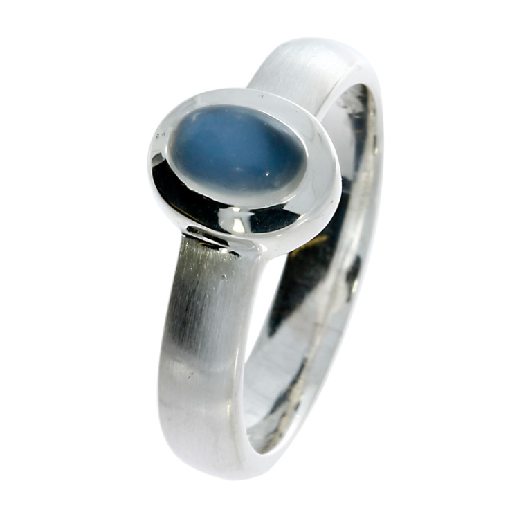 Ring si moonstone oval 7x4 mm cab Ring size 52