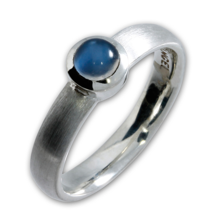 Ring silver moonstone round 5 mm  Ring size 52