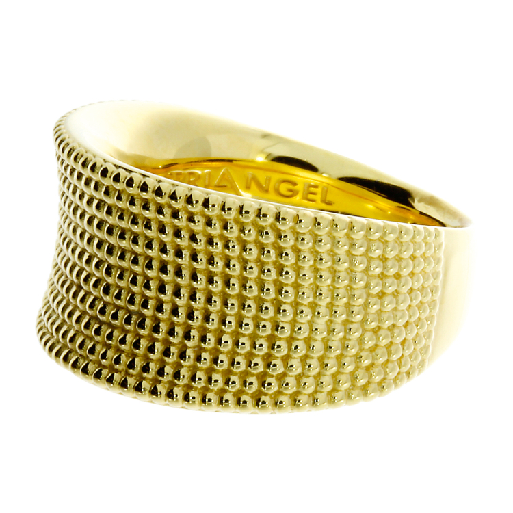 Ring Dots concave silver gold plated Ring size 54