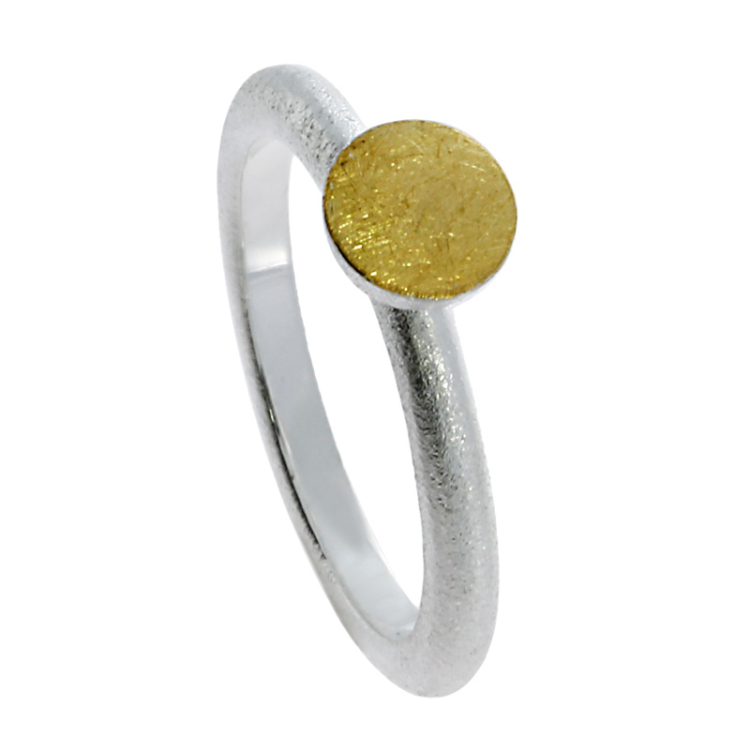 Ring si with fine gold Ring size 54
