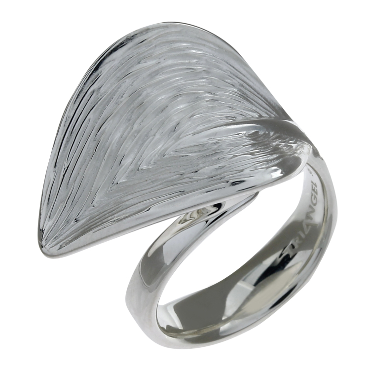 Ring Crease silver open large leaf  
