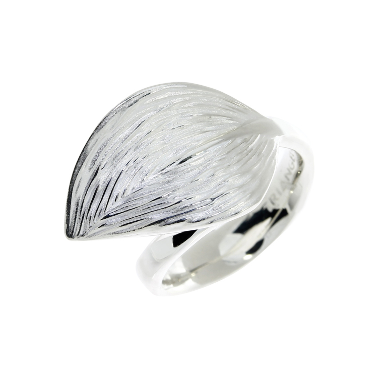Ring Crease Silber offen kleines Blatt Ringweite 54