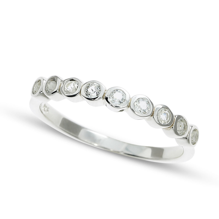 Ring silver white topaz Ring size 54