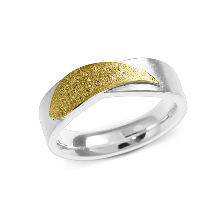 Ring silver with fine gold  Ring size 54