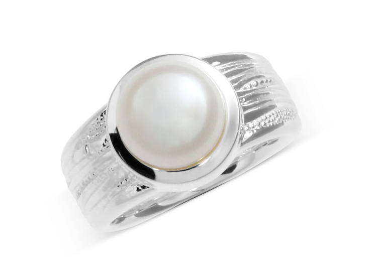 Ring Strandcores Silber Perle 10 mm rund  Ringweite 54