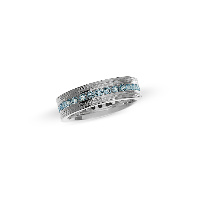 Ring Crease Silber Swiss blueTopas Kanalfassung 8 mm breit Ringweite 54