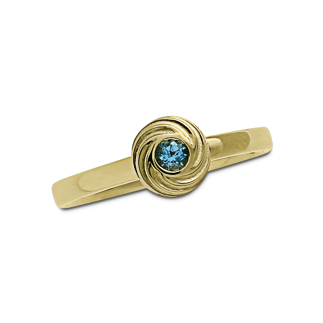 Ring Wave 585 Gelbgold blauer Topas 3 mm fac Ringweite 54