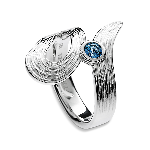 Ring Crease Schlaufe Silber 925 Swiss blue Topas 4 mm fac Ringweite 54