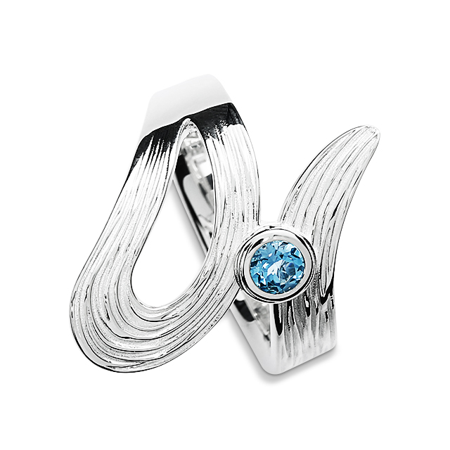 Ring Crease Schlaufe Silber 925 Swiss blue Topas 4 mm fac Ringweite 54