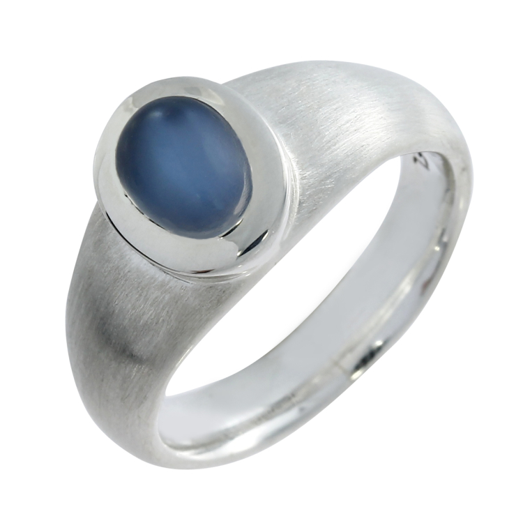 Ring si moonstone 8 x 6 mm oval cab Ring size 54