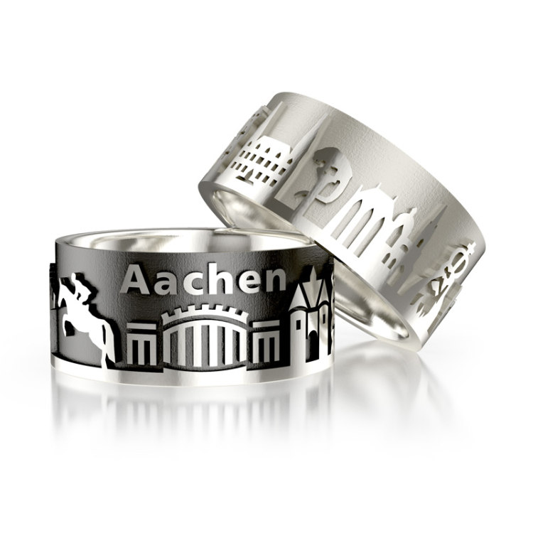 City ring Aachen silver-oxyd Ring size 56