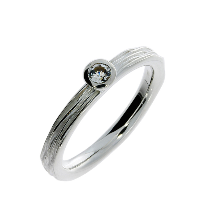 Ring si crease silver light white topaz 3 mm fac   Ring size 58