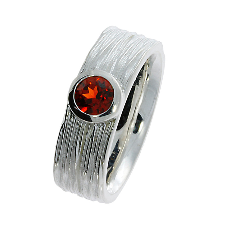 Ring si crease silver garnet 5 mm fac   Ring size UNI