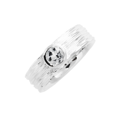 Ring si crease silver white topaz 5 mm fac   