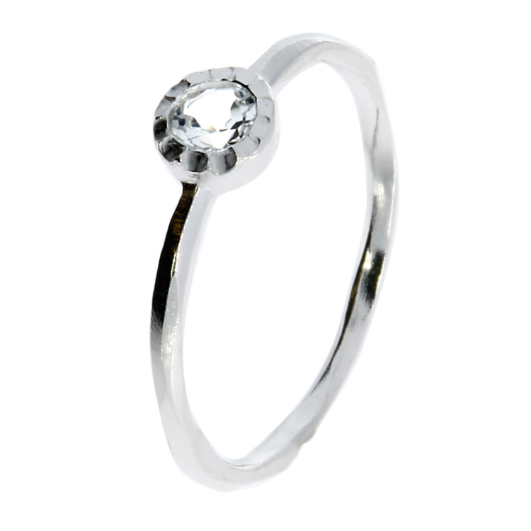 Ring silver rhodium-plated white topaz  