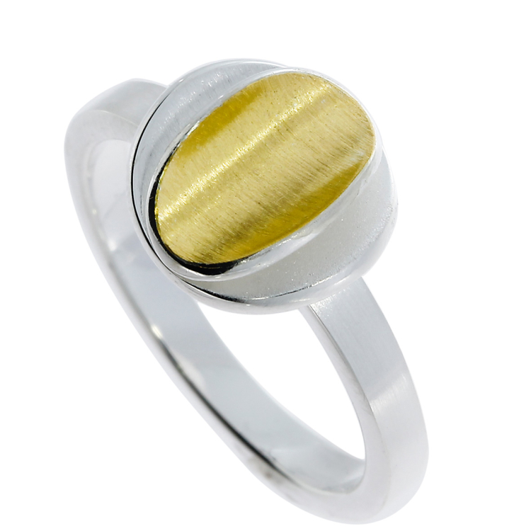 Ring si with fine gold   Ring size 64