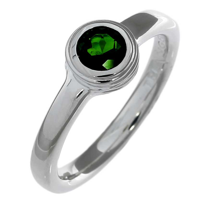 Ring silver Crease Blossom tourmaline green 5 mm fac   Ring size 54