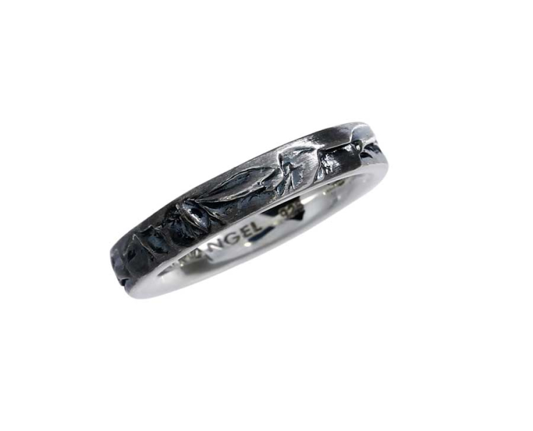 Ring silver oxidised Leaves 4 mmm   Ring size 52