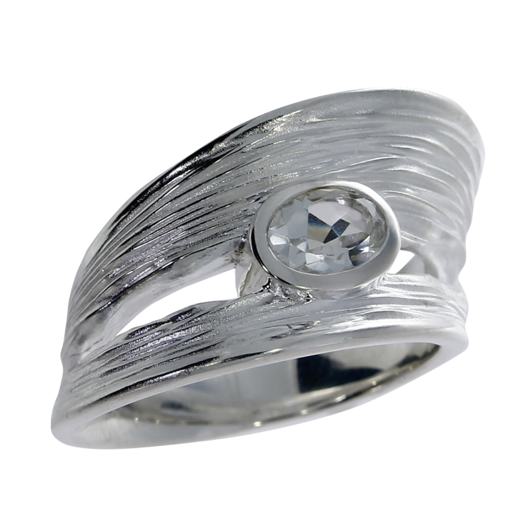 Ring Crease silver white topaz 7x5 mm   